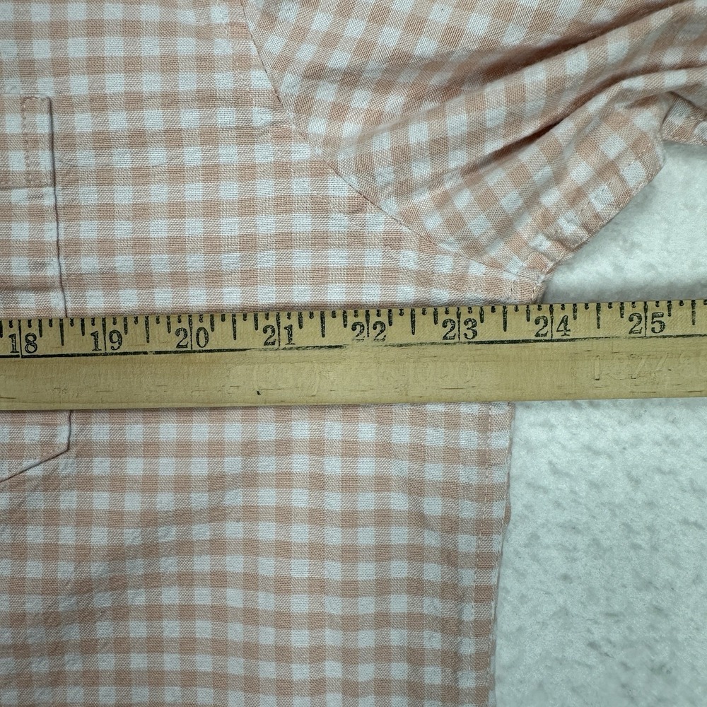 Crown & Ivy Mens Large Peach Gingham Button Down LS Shirt Classic Fit Cotton - Picture 6 of 8